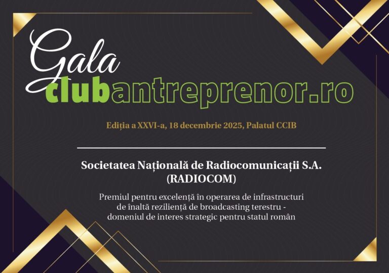 Citește mai mult despre articol RADIOCOM – premiată la Gala Club Antreprenor pentru excelență în operarea infrastructurilor de broadcasting terestru
